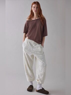 Out From Under Try Me Piled Fleece Printed Slim Jogger Sweatpants NWT
